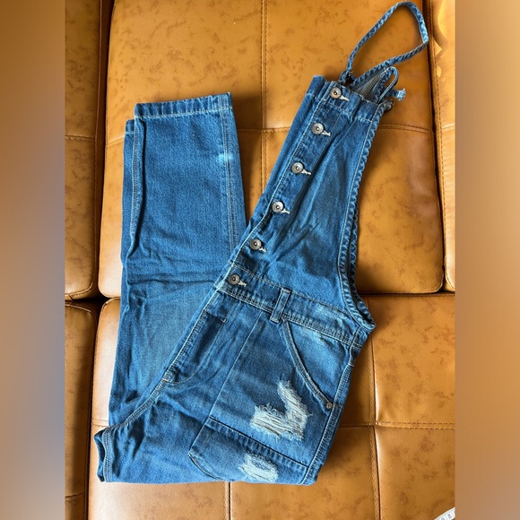 H&M Pants - Beautiful Straight leg Blue Denim Overalls Distressed Like New
